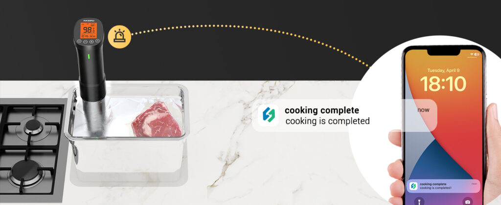 The Inkbird Sous Vide Cooker is a 1000-watt immersion circulator that offers 2.4G WiFi connectivity and APP control. With its 3D water fast heating and ultra-quiet operation, this sous vide machine provides precise temperature control and consistent cooking results. The APP features recipes, timer, alarm, and mobile notifications for a seamless cooking experience.